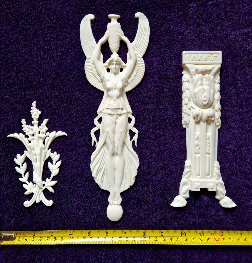 DECORATIVE PLASTIC MOULDING LOUIS XVI ANTIQUE STYLE APPLIQUE GILT WHITE WALL DECORATION (No164)