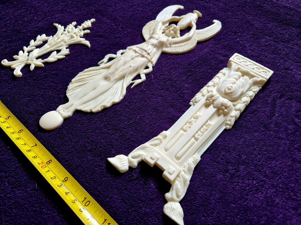 DECORATIVE PLASTIC MOULDING LOUIS XVI ANTIQUE STYLE APPLIQUE GILT WHITE WALL DECORATION (No164)