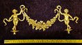 DECORATIVE RESIN PEDIMENT LOUIS XVI CHERUBS FLORAL APPLIQUE GILT WHITE DECORATION (No170)
