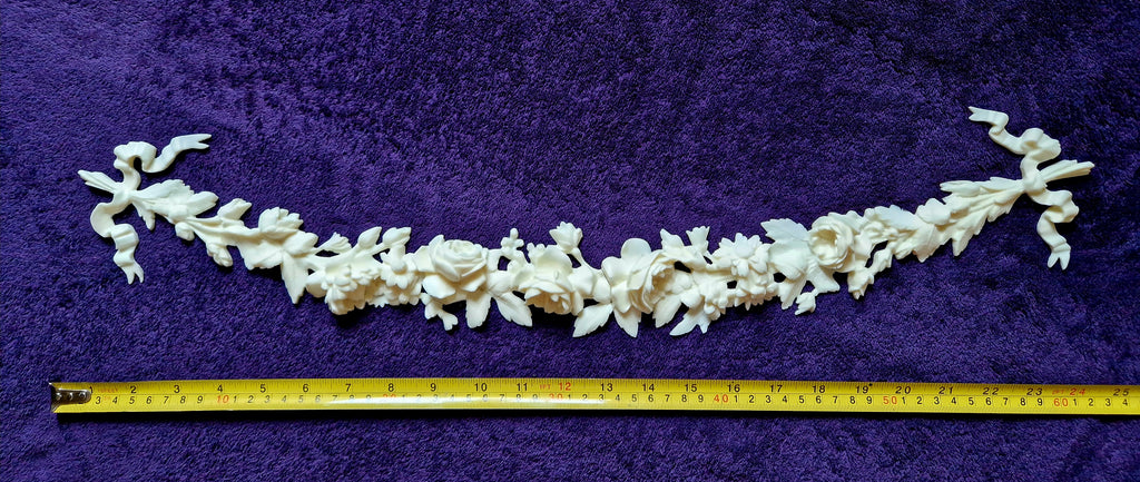 DECORATIVE MOULDING WALL DECORATION RIBBON FLORAL SWAG (No182)