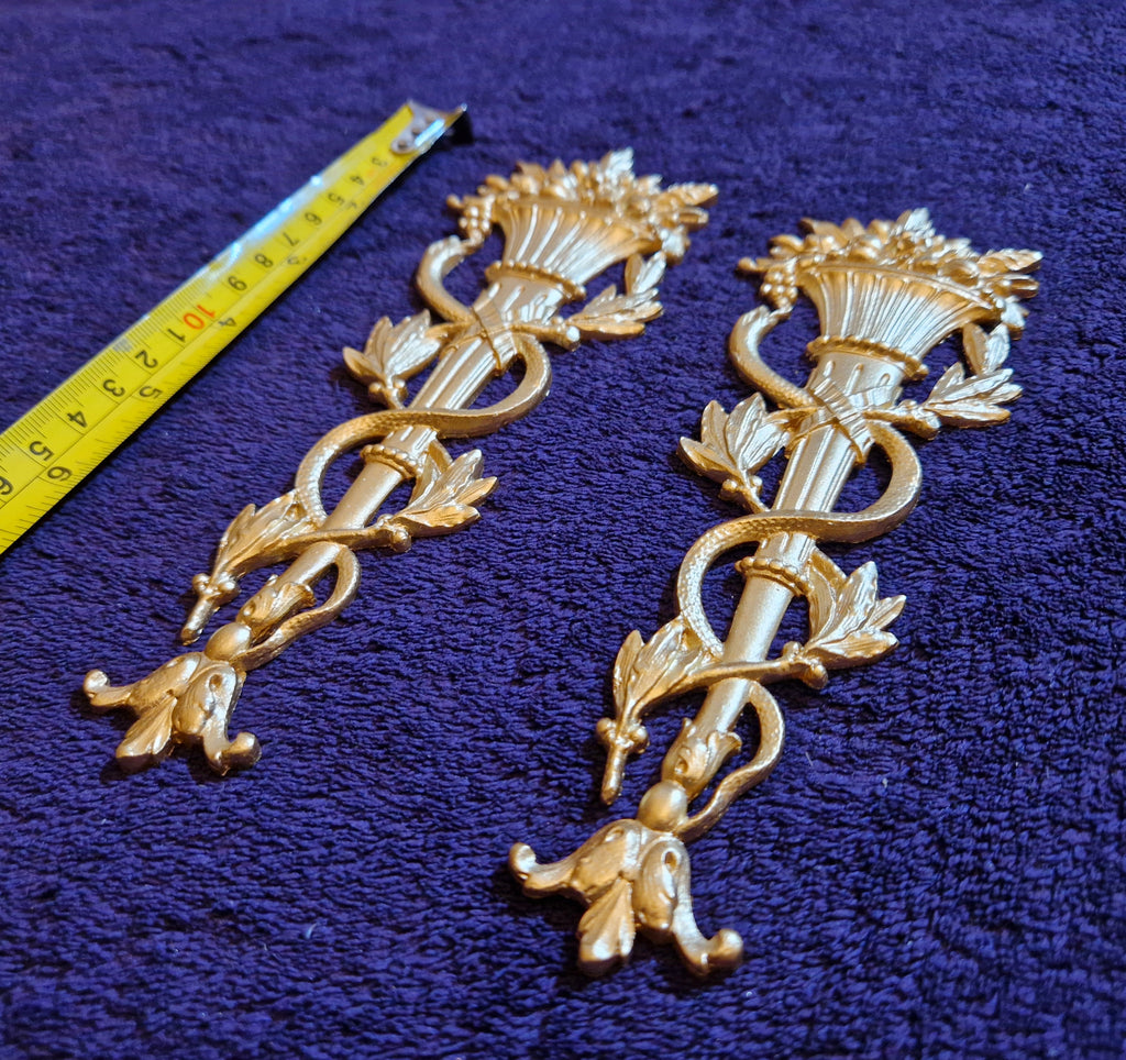PAIR DECORATIVE MOULDING RESIN ONLAY APPLIQUE WALL MIRROR DECORATION (No187)