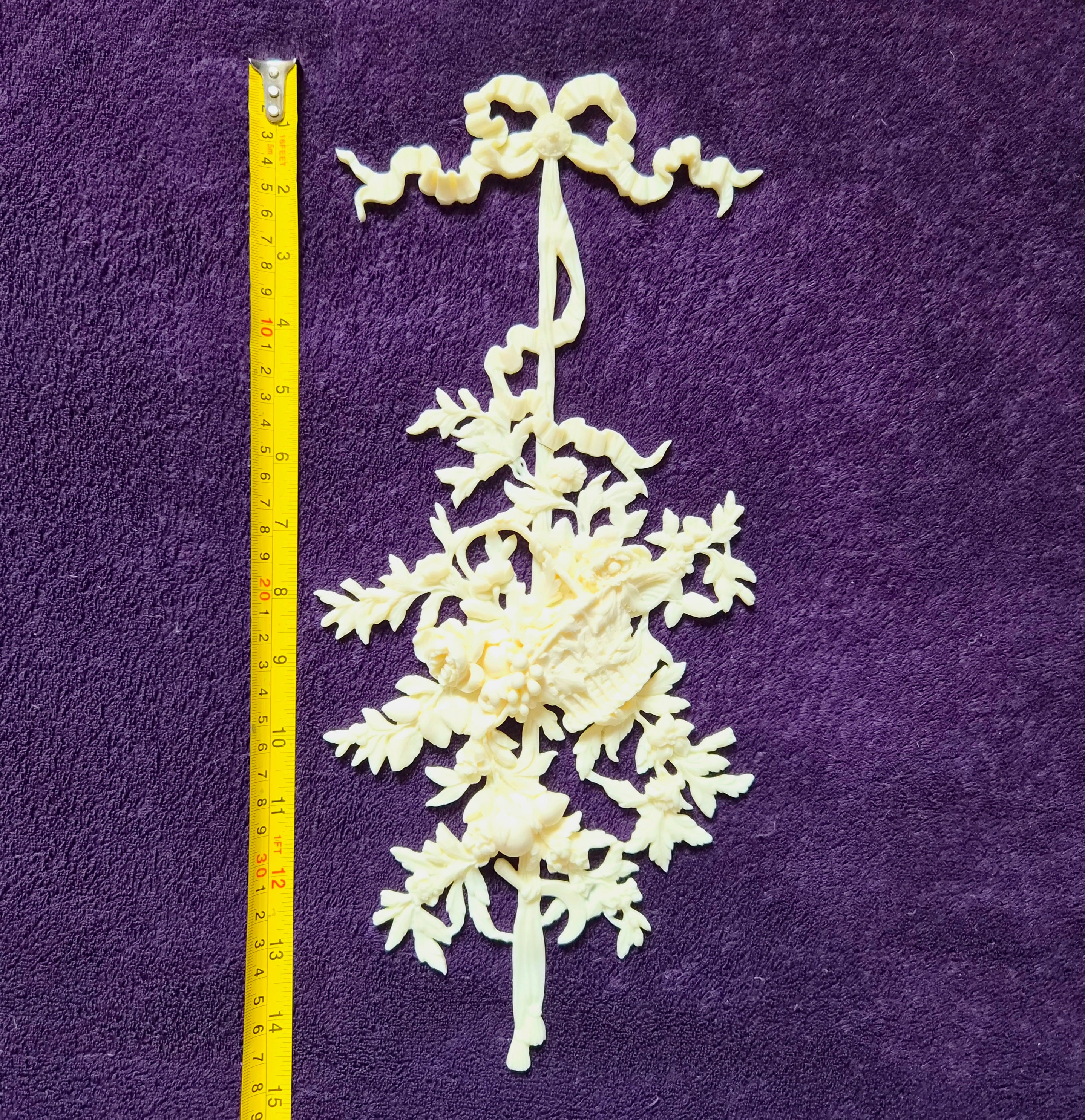 DECORATIVE MOULDING WALL DECORATION RIBBON FLORAL SWAG DROP (No203)
