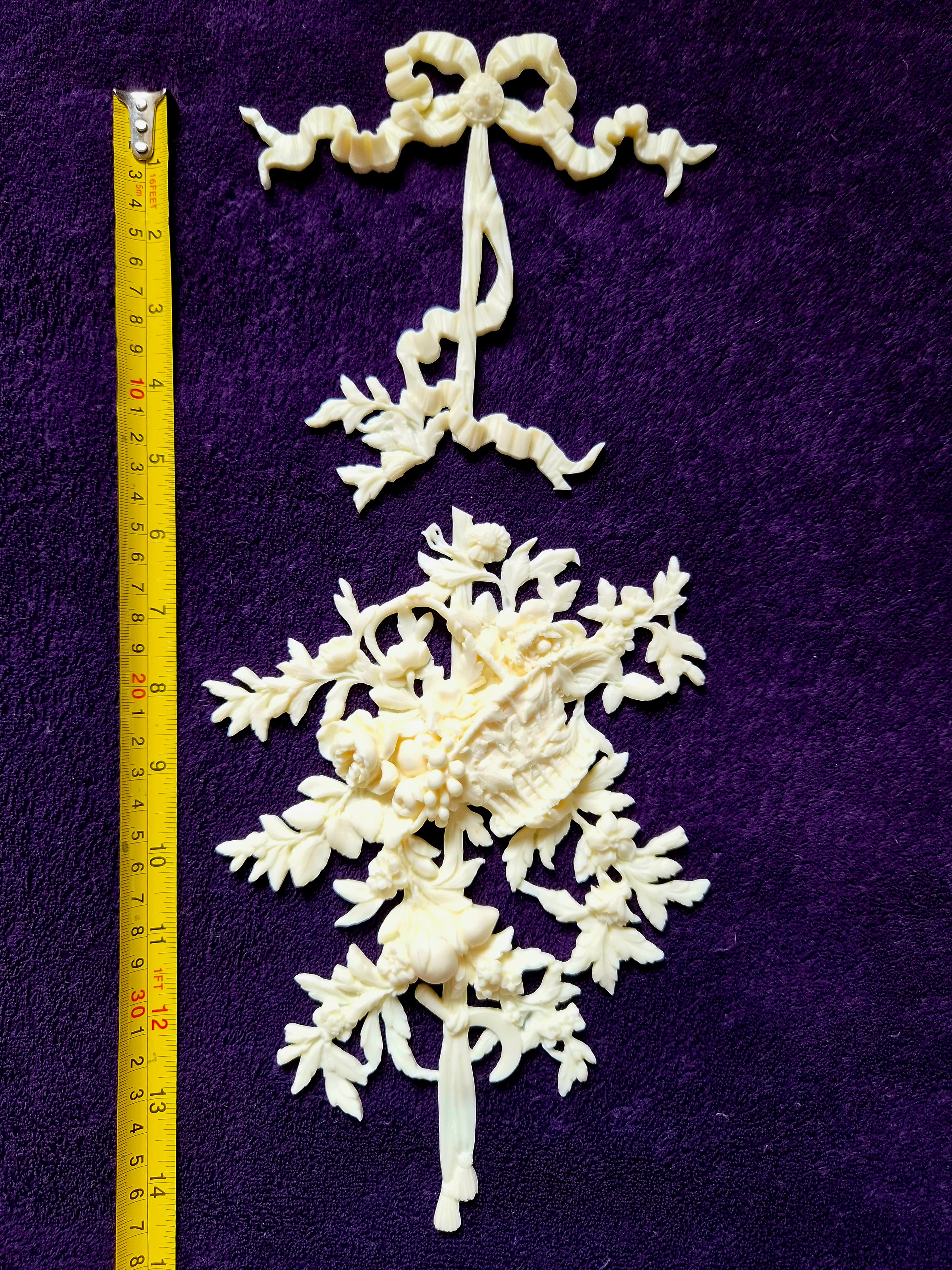 DECORATIVE MOULDING WALL DECORATION RIBBON FLORAL SWAG DROP (No203)