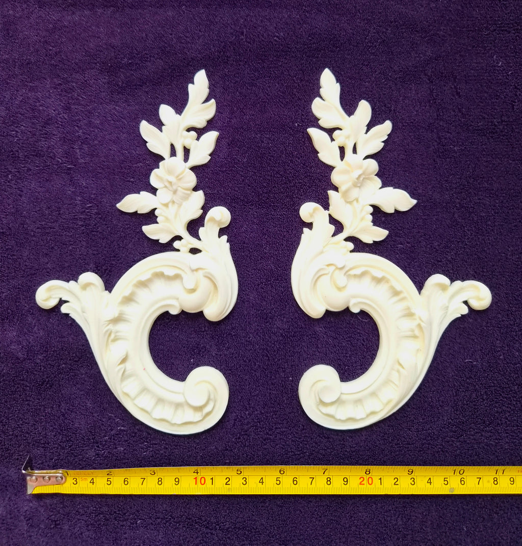 PAIR ORNATE ANTIQUE LOUIS XV STYLE WALL MIRROR MOULDING DECORATION (No204)