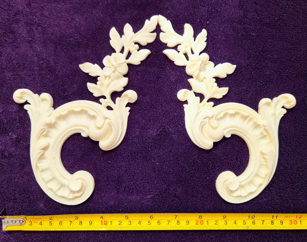 PAIR ORNATE ANTIQUE LOUIS XV STYLE WALL MIRROR MOULDING DECORATION (No204)