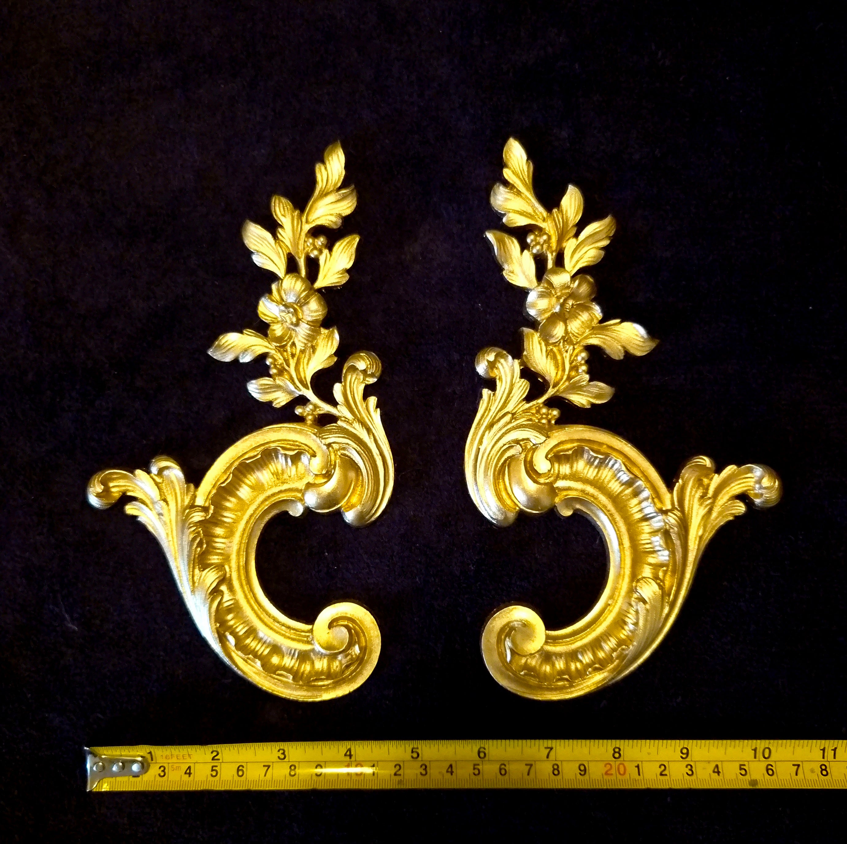 PAIR ORNATE ANTIQUE LOUIS XV STYLE WALL MIRROR MOULDING DECORATION (No204)