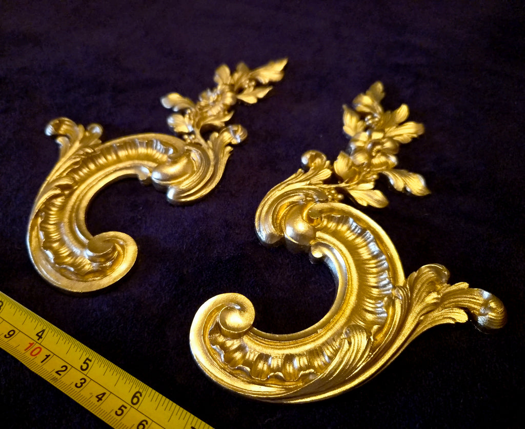 PAIR ORNATE ANTIQUE LOUIS XV STYLE WALL MIRROR MOULDING DECORATION (No204)