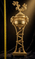 DECORATIVE PLASTIC MOULDING LOUIS XVI ANTIQUE STYLE URN CASSOLETTE APPLIQUE GILT WHITE WALL (No181)